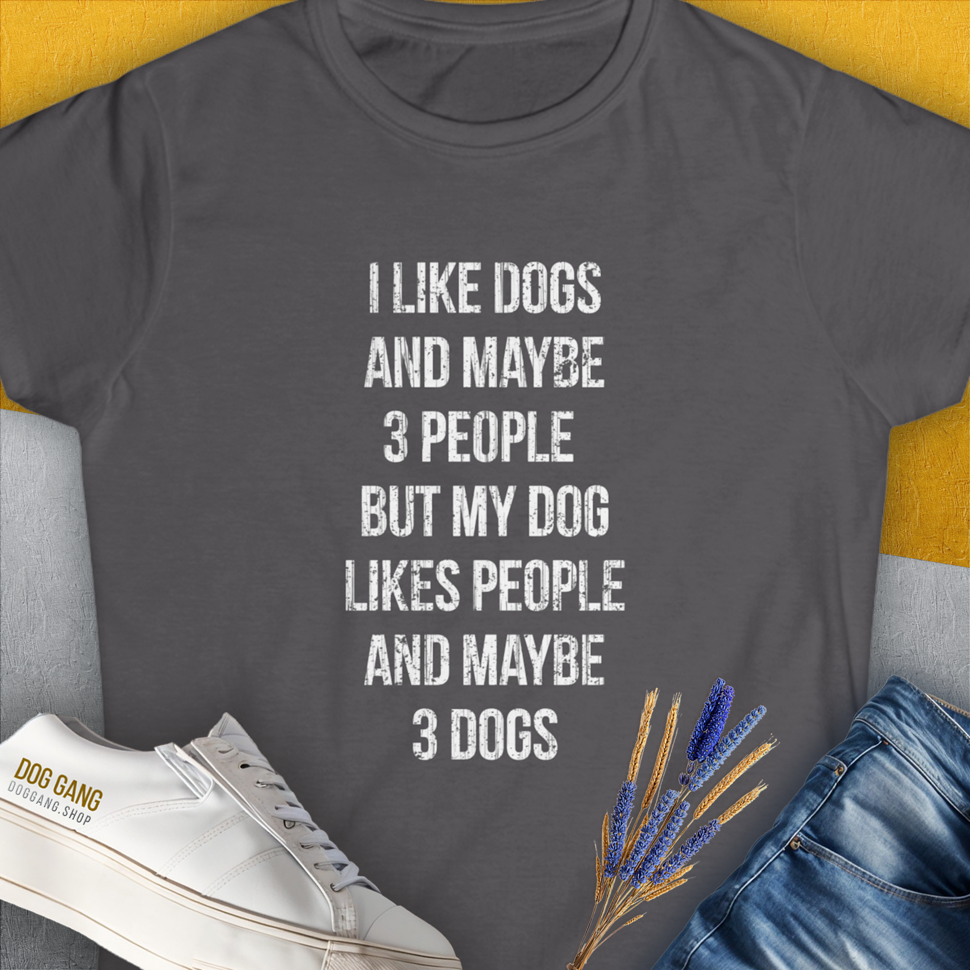 I Like Dogs And Maybe 3 People..., Women's T-Shirt-Charcoal. A dog-themed Design from Dog Gang