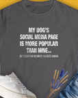 My Dogs Social Media Page Is More Popular Than Mine, Women's T-Shirt-Charcoal. A dog-themed Design from Dog Gang