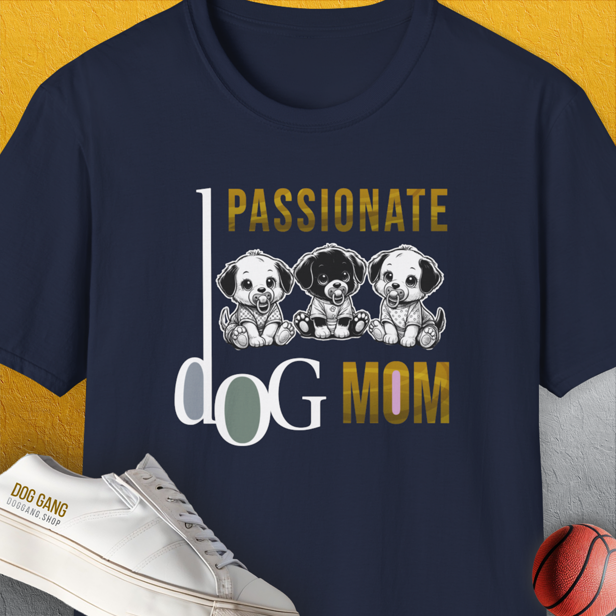 Dog Mom Series, Volume 6, Unisex T-Shirt-Navy, Design by Dog Gang