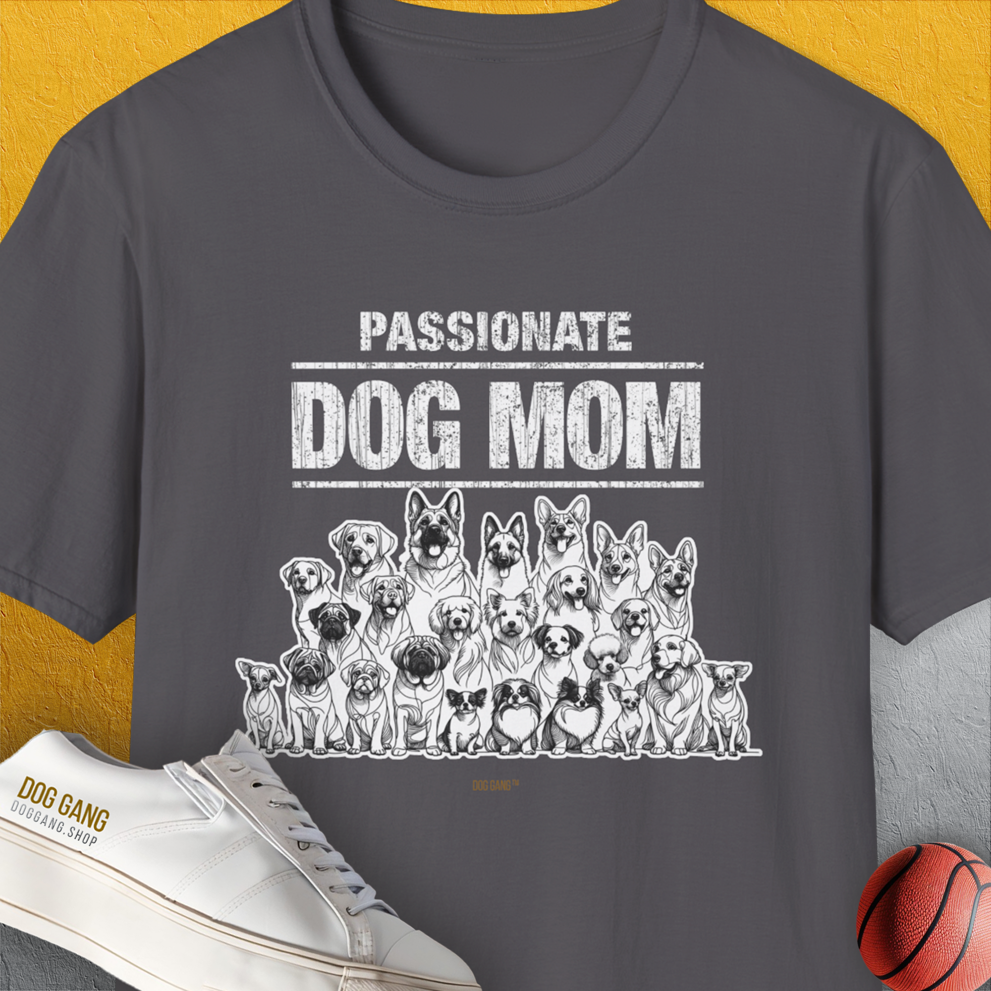 Dog Mom Series, Volume 8, Unisex T-Shirt-Charcoal, Design by Dog Gang