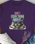 The "Dont Even Think About It...", Volume 2 from the popular series of the same name, womens tee, featuring a funny cartoon pug guarding a fetch ball. Designed by Dog Gang.