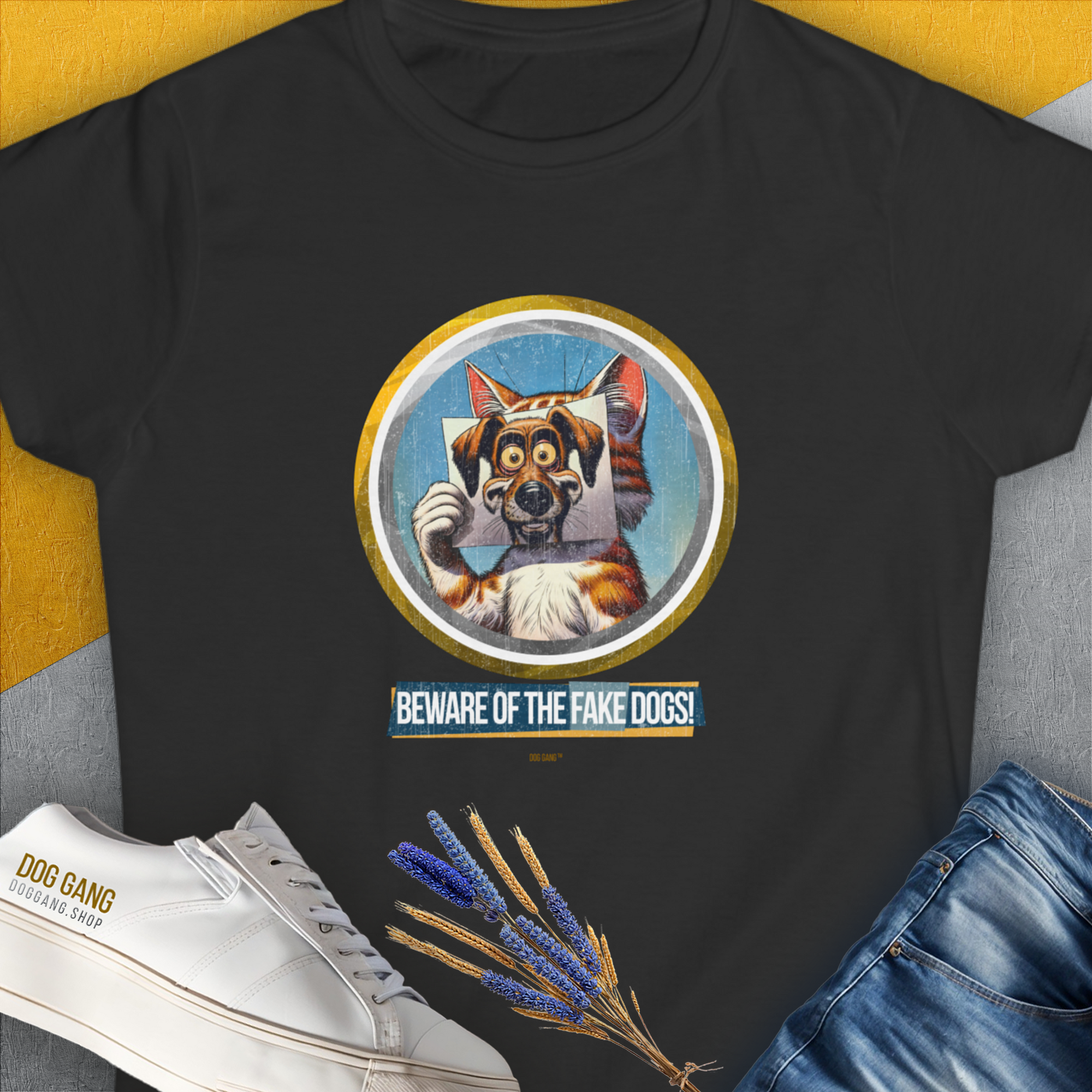 Beware Of The Fake Dogs! Volume 1, Women's T-Shirt-Black. A perfect gift for dog lovers and dog owners. Design by Dog Gang