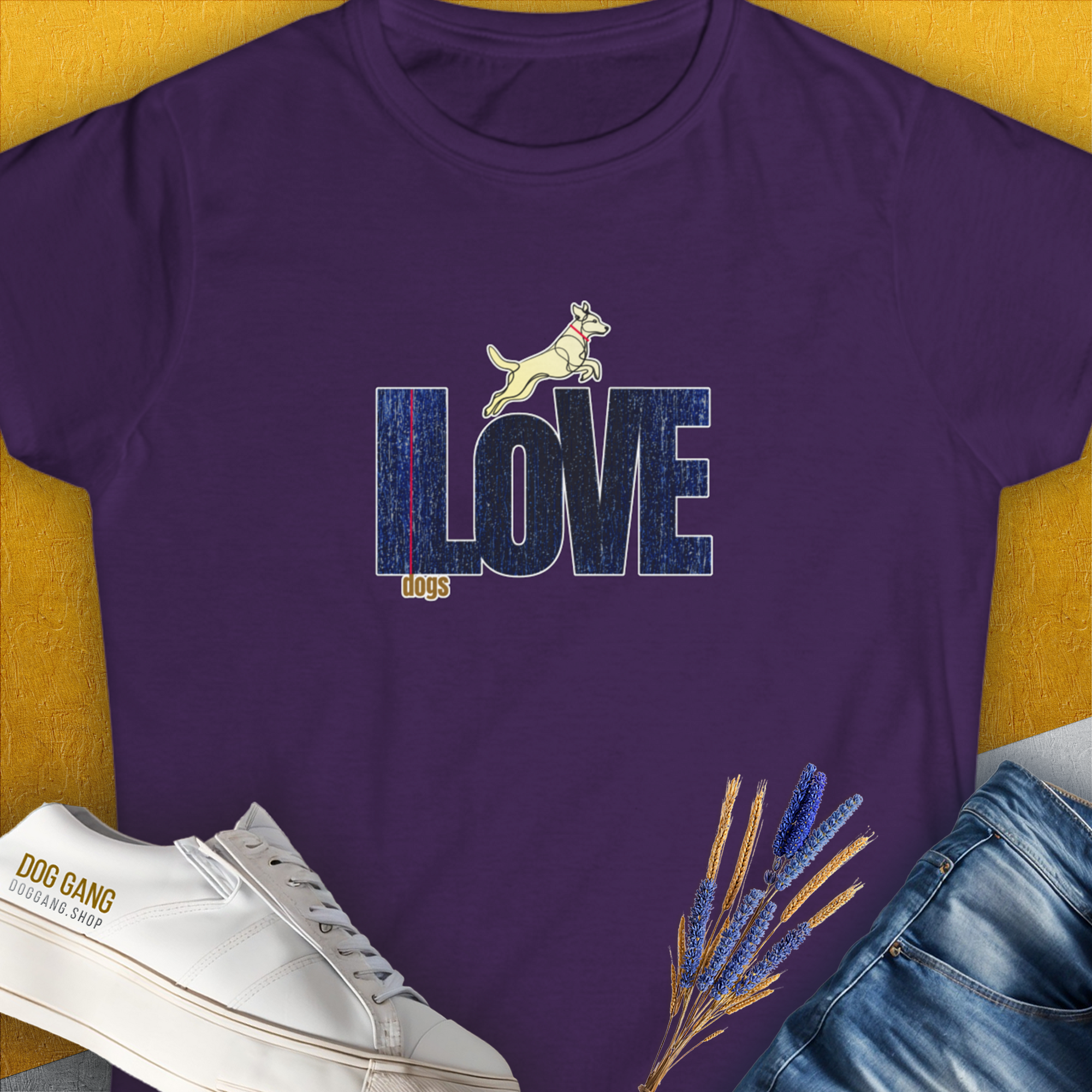 I Love Dogs - Series I, Volume 7, Women's T-Shirt-Purple. A perfect gift for dog lovers and dog owners. Design by Dog Gang