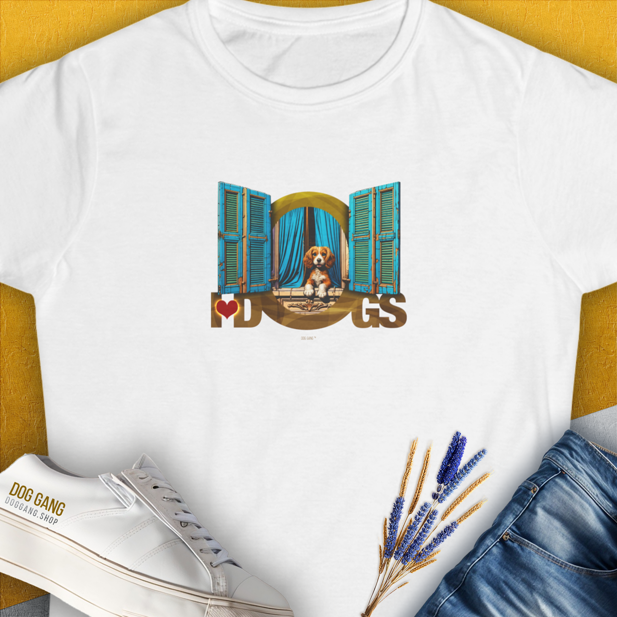 I Love Dogs - Series I, Volume 8, Women's T-Shirt-White. For dog lovers and dog owners. Design by Dog Gang