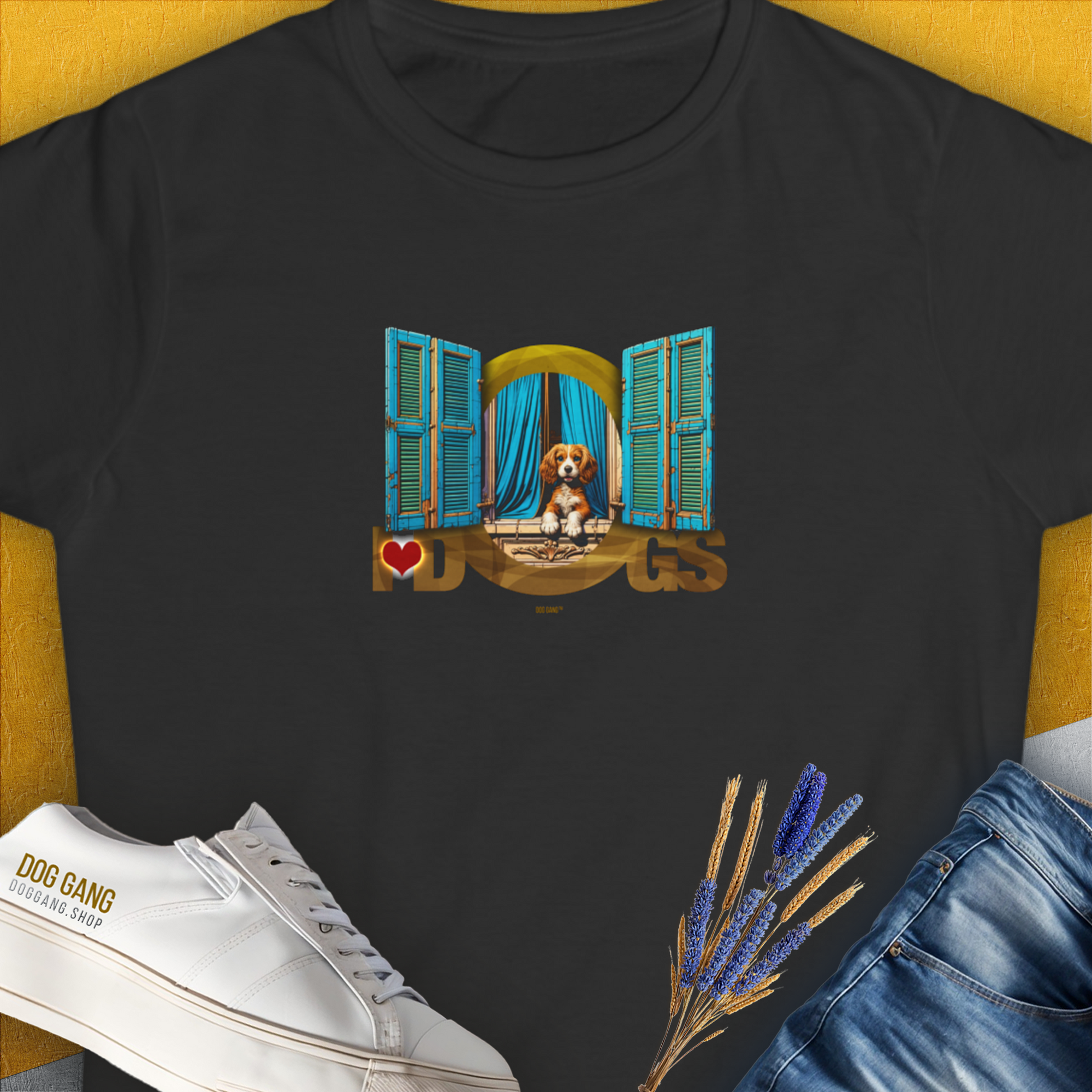 I Love Dogs - Series I, Volume 8, Women's T-Shirt-Black. A perfect gift for dog lovers and dog owners. Design by Dog Gang