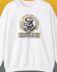 One Human Year = Ten Dog Years, Volume 4, Unisex Sweatshirt-White-Design by Dog Gang