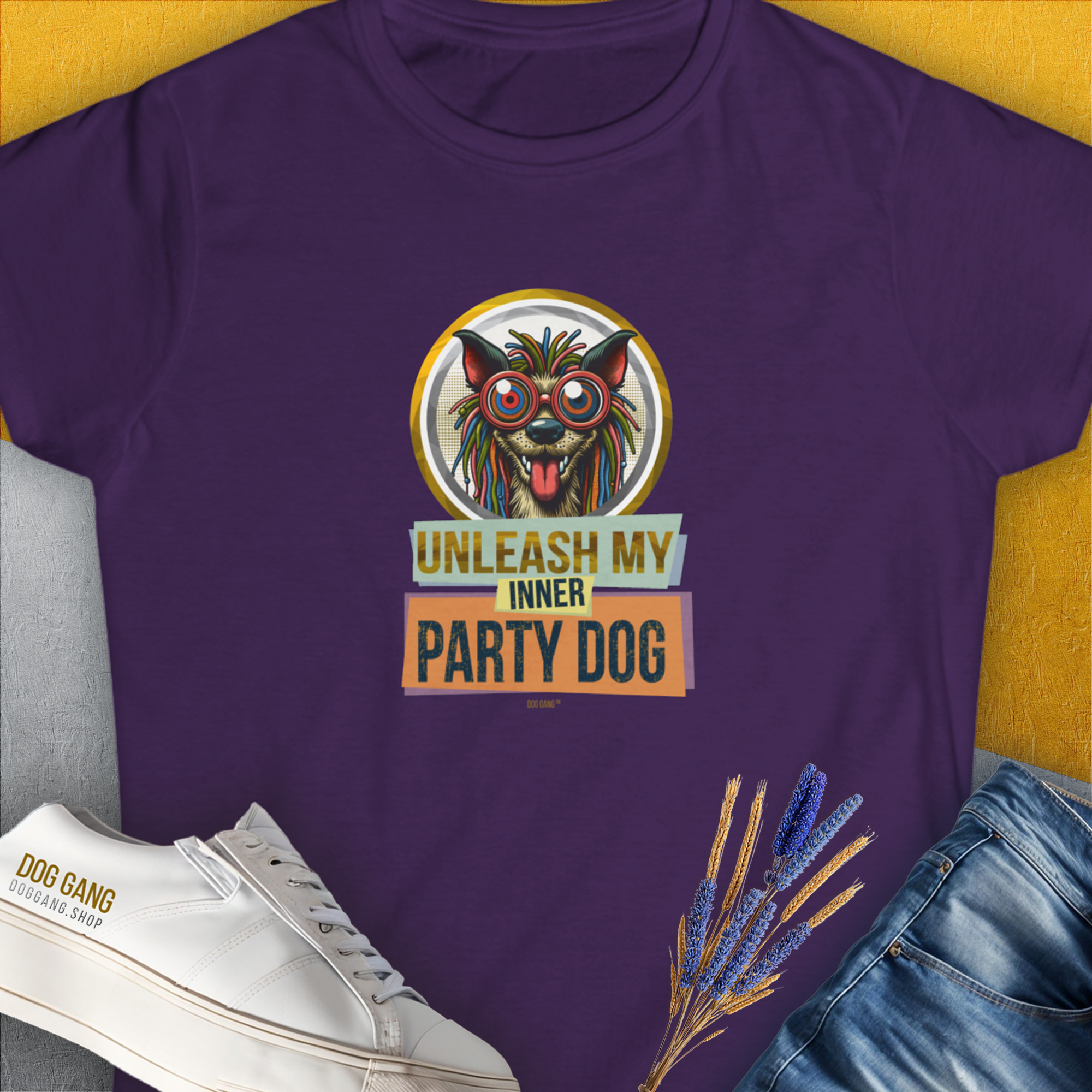 Unleash-Series (My Inner Party Dog), Volume 3, Women's T-Shirt-Purple, a cool and stylish design with a funny saying from Dog Gang