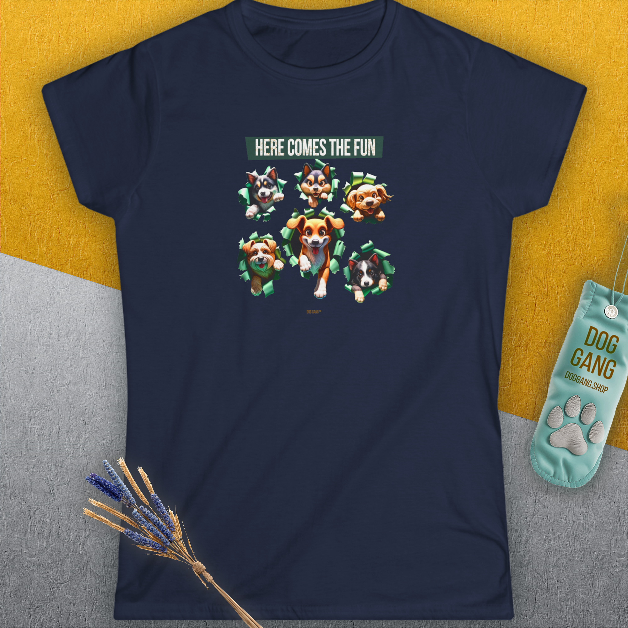 Unleash-Series (Here Comes The Fun), Volume 4, Women's T-Shirt-, a fun and stylish design for dog lovers from Dog Gang