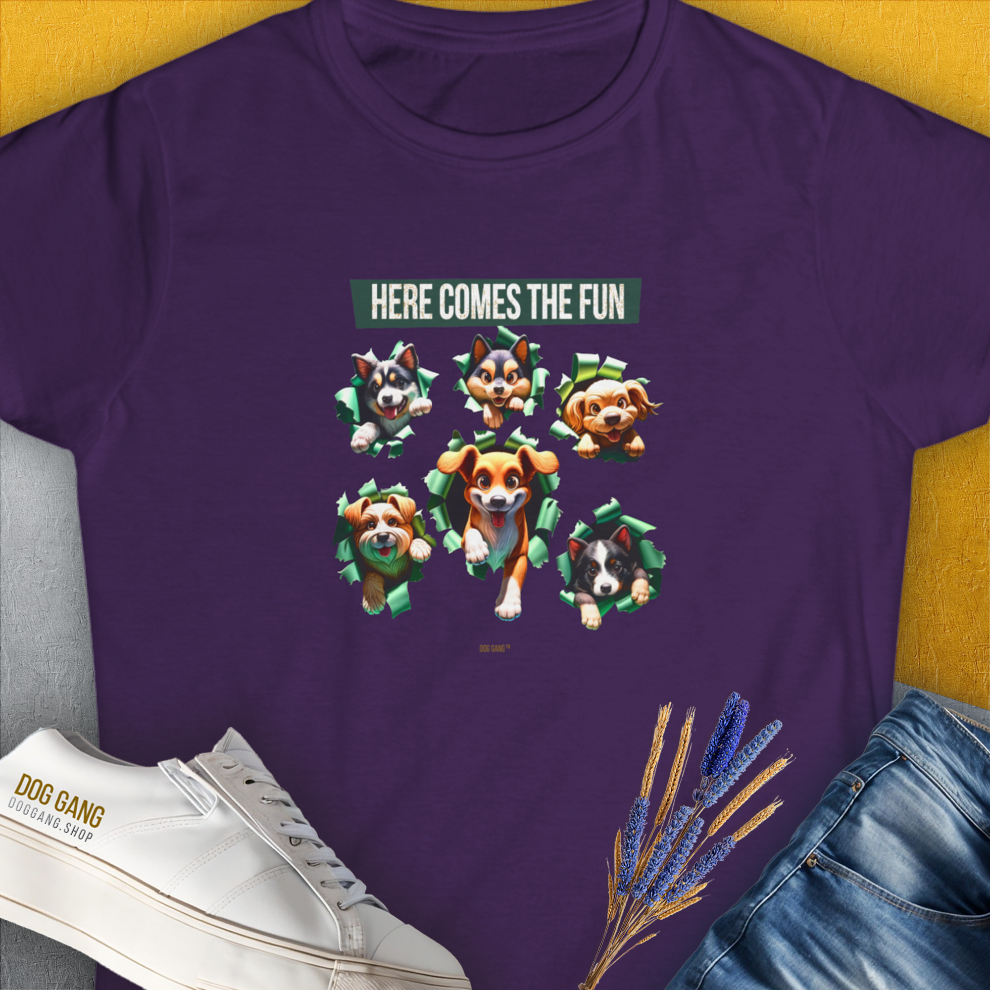 Unleash-Series (Here Comes The Fun), Volume 4, Women's T-Shirt-Purple, a cool and stylish design with a funny saying from Dog Gang