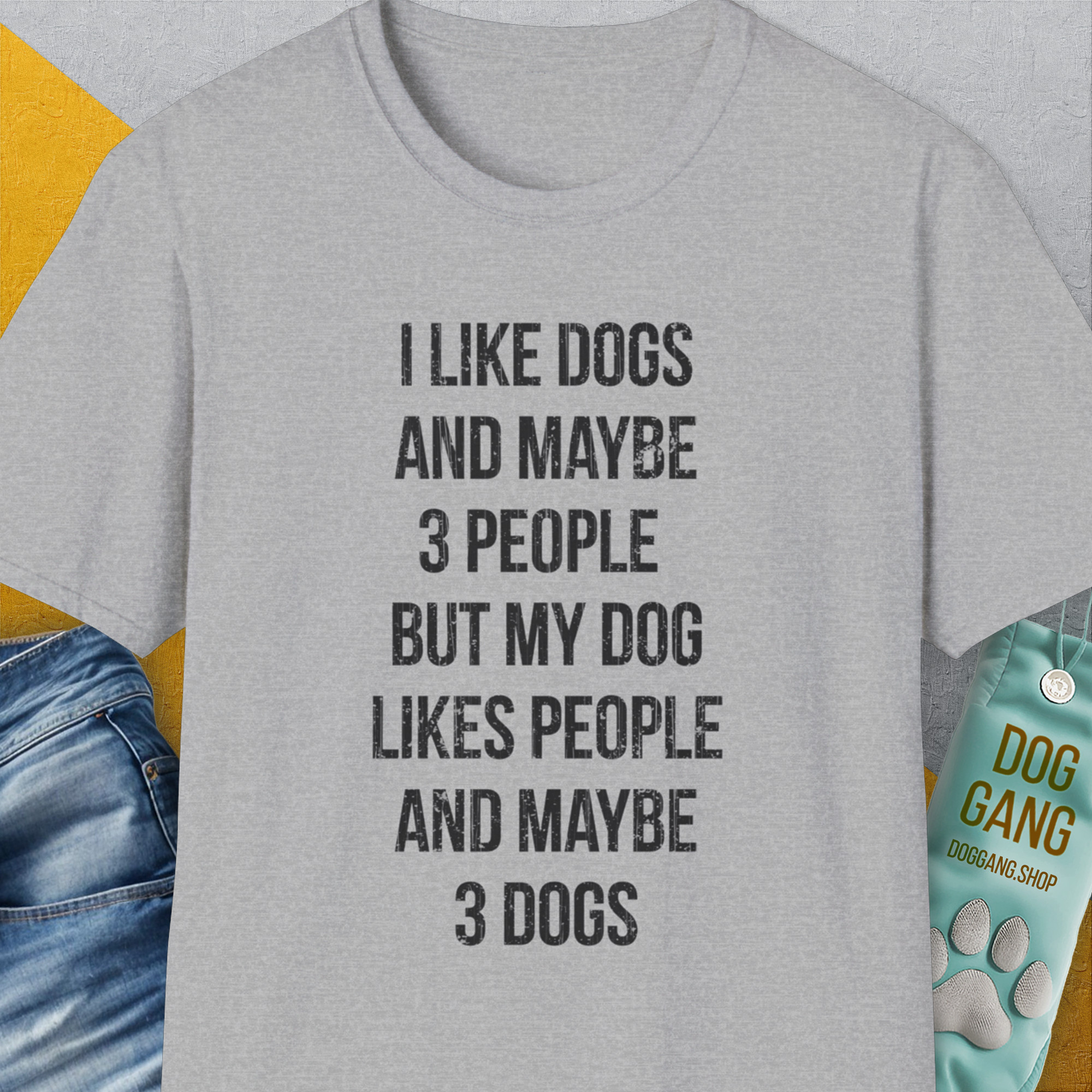 I Like Dogs And Maybe 3 People..., Unisex T-Shirt-Sport Grey-funny dog lover Shirtdesign by Dog Gang