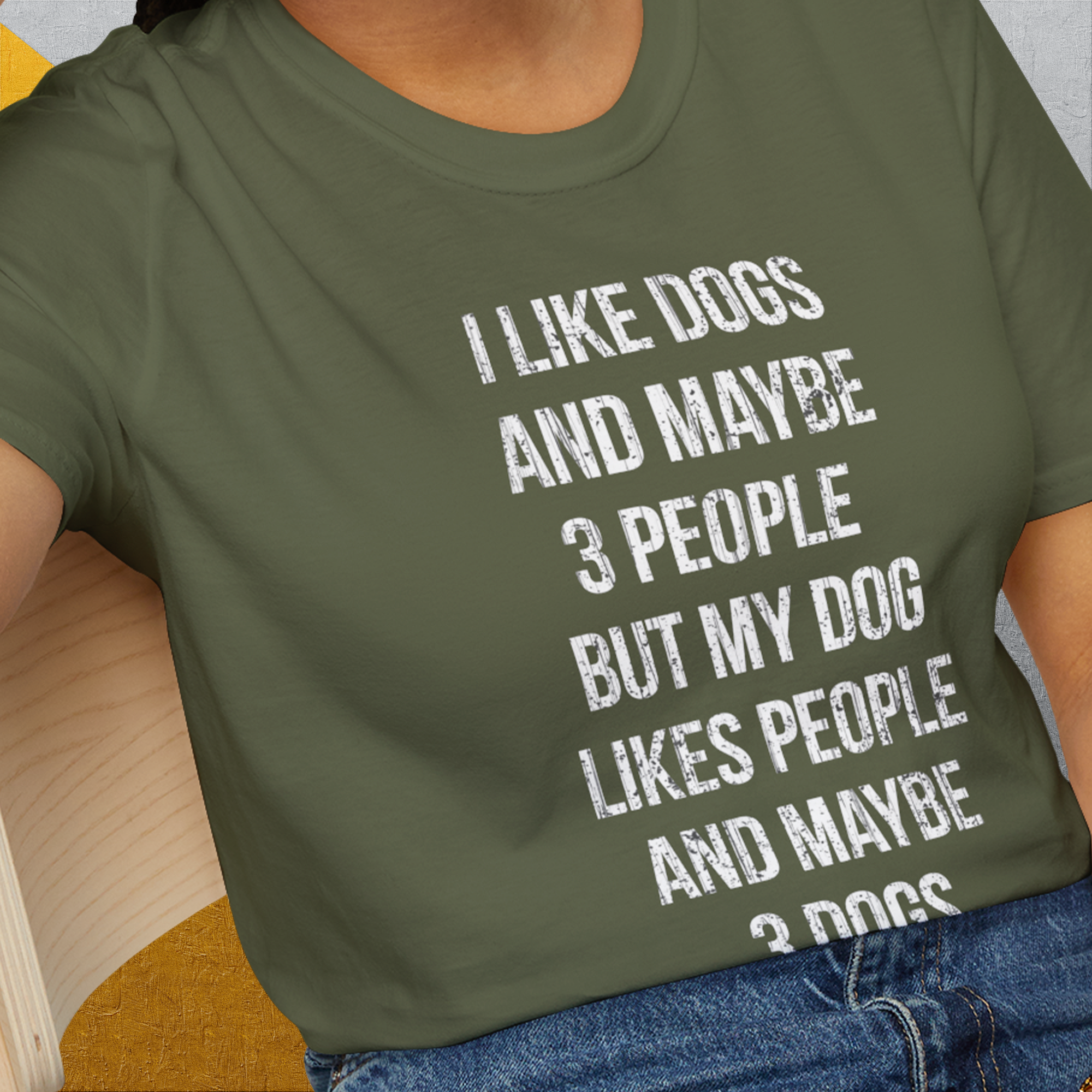 I Like Dogs And Maybe 3 People..., Unisex T-Shirt- funny dog-themed Shirt. Design by Dog Gang