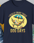 I Really Enjoy Those Dog Days, Unisex T-Shirt-Navy-funny dog lover Shirtdesign by Dog Gang