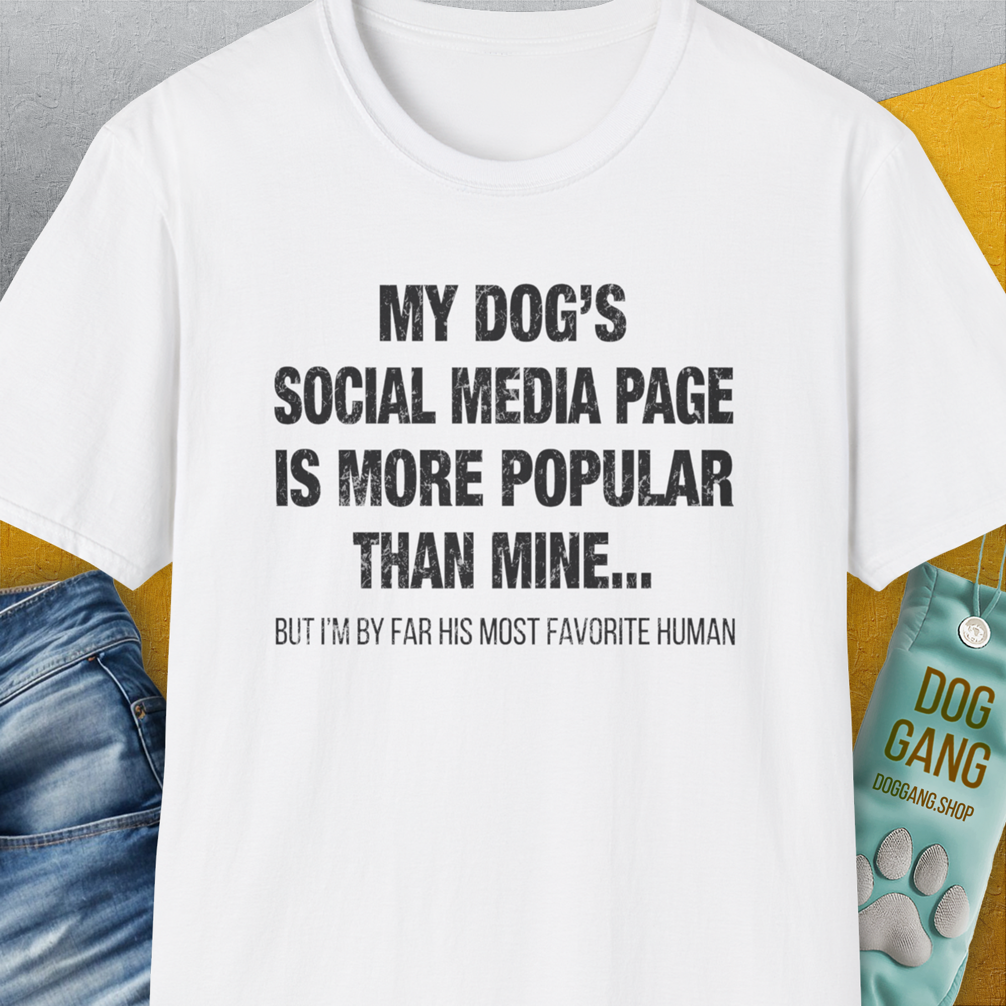 My Dogs Social Media Page Is More Popular Than Mine, Unisex T-Shirt-funny and stylish. A perfect gift for dog lovers. Shirtdesign by Dog Gang