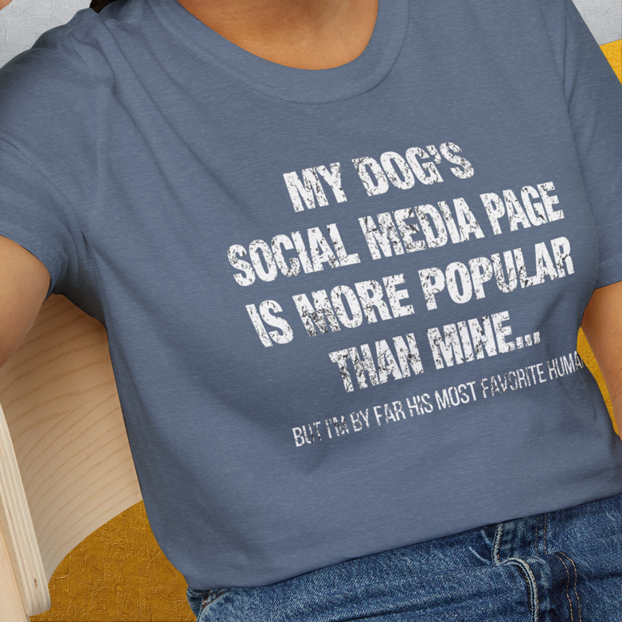 My Dogs Social Media Page Is More Popular Than Mine, Unisex T-Shirt- funny dog-themed Shirt. Design by Dog Gang