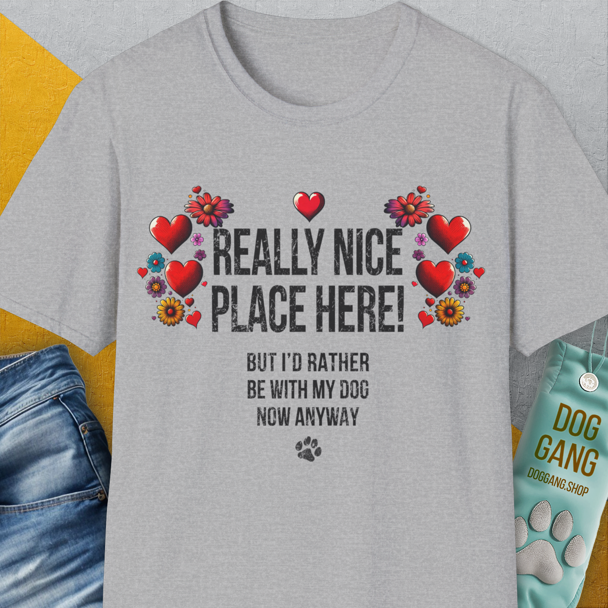 Really Nice Place Here, Unisex T-Shirt-Sport Grey-funny dog lover Shirtdesign by Dog Gang