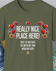 Really Nice Place Here, Unisex T-Shirt-Military Green-funny dog lover Shirtdesign by Dog Gang