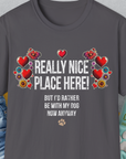 Really Nice Place Here, Unisex T-Shirt-Charcoal-funny dog lover Shirtdesign by Dog Gang