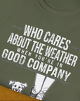 Who Cares About The Weather When You're In Good Company, Volume 2, Unisex T-Shirt-humorous dog lover / dog owner Design by Dog Gang