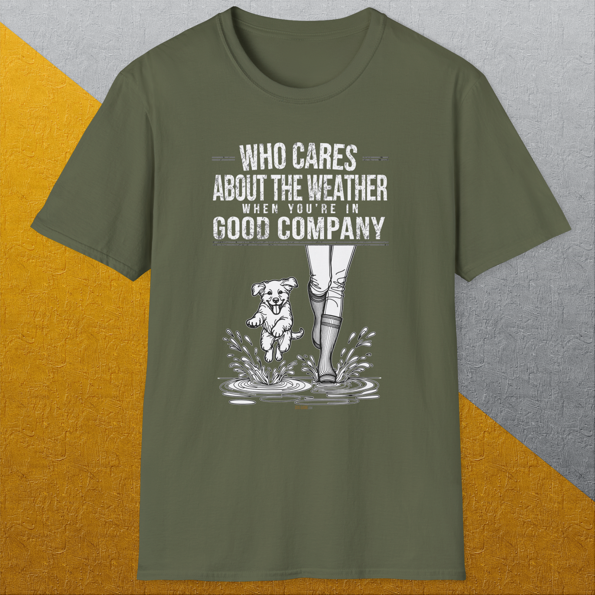 Who Cares About The Weather When You're In Good Company, Volume 2, Unisex T-Shirt funny dog print, Design by Dog Gang