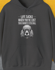 Life Sucks When You've Lost Your Favorite Fetch Ball, Volume 7, Unisex Hoodie-Dark Heather-funny dog lover Shirtdesign by Dog Gang