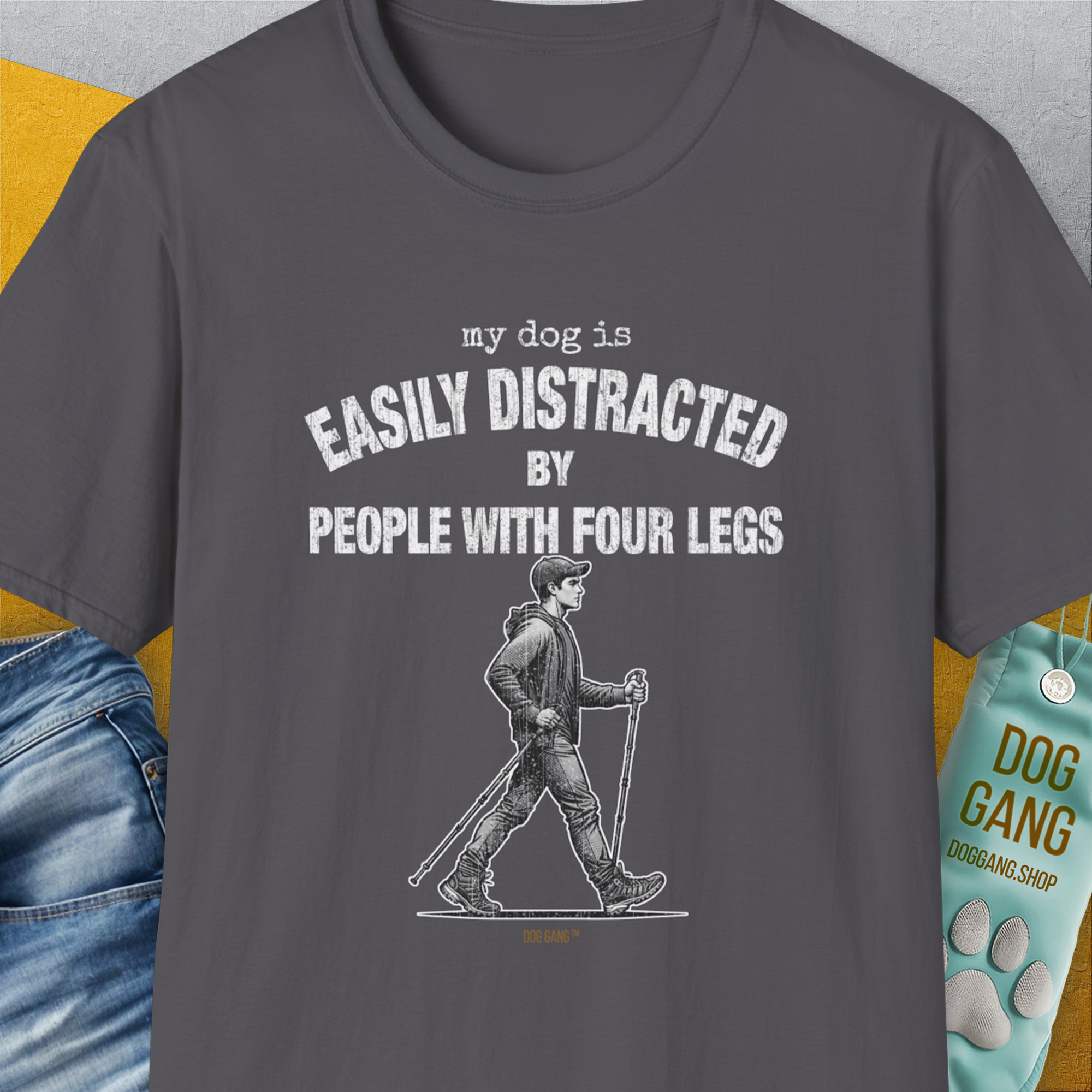 My Dog Is Easily Distracted By - Volume 5: People With Four Legs, Unisex T-Shirt-Charcoal, Design by Dog Gang
