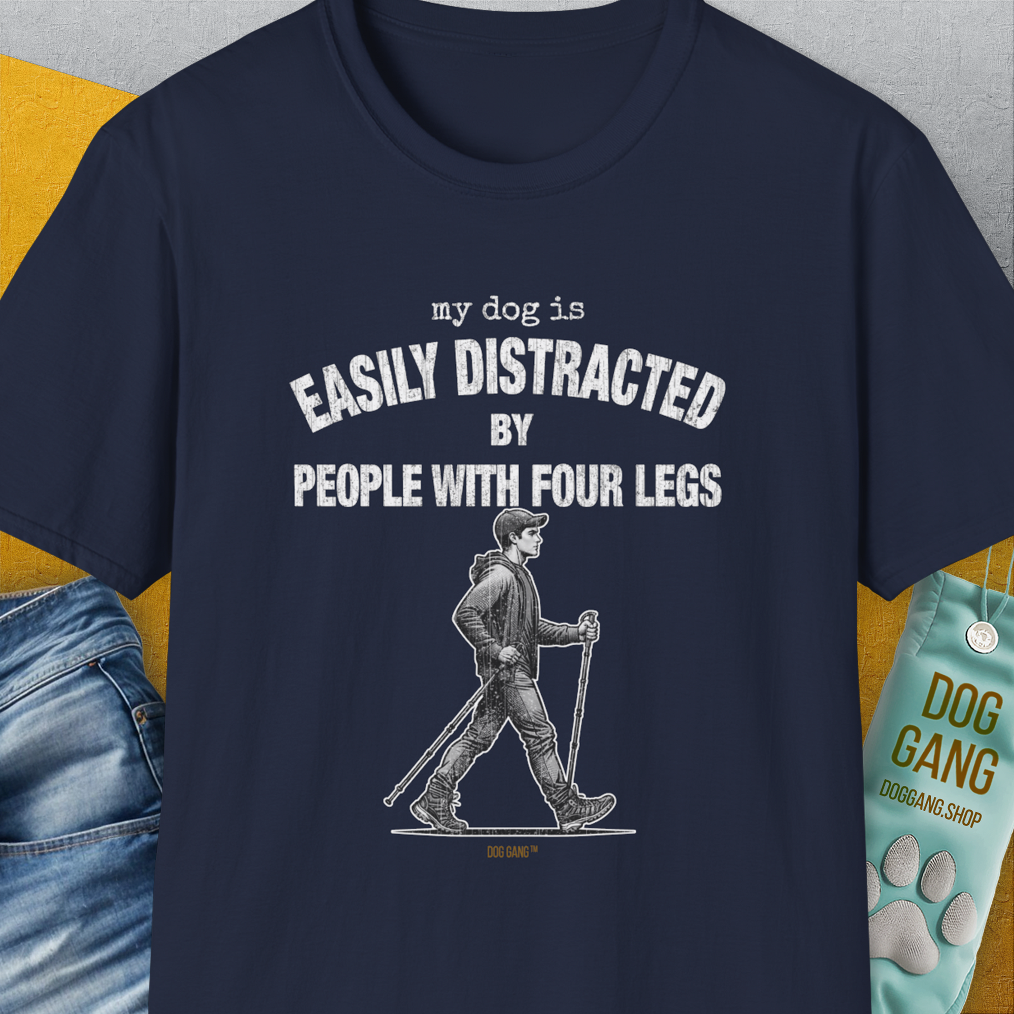 My Dog Is Easily Distracted By - Volume 5: People With Four Legs, Unisex T-Shirt-Navy, Design by Dog Gang