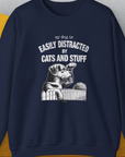 My Dog Is Easily Distracted By - Volume 2: Cats And Stuff, Unisex Sweatshirt-Navy, Design by Dog Gang