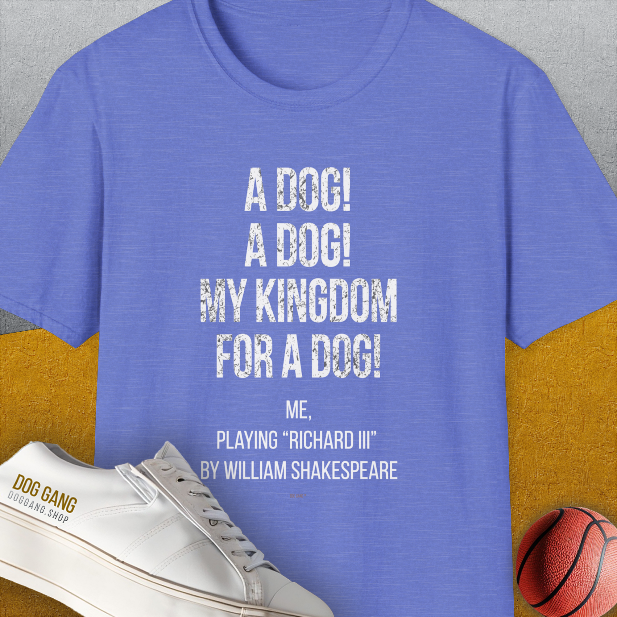 My Kingdom For A Dog - Me Playing Richard III. by Shakespeare, Unisex T-Shirt-Heather Royal-funny dog lover Shirtdesign by Dog Gang