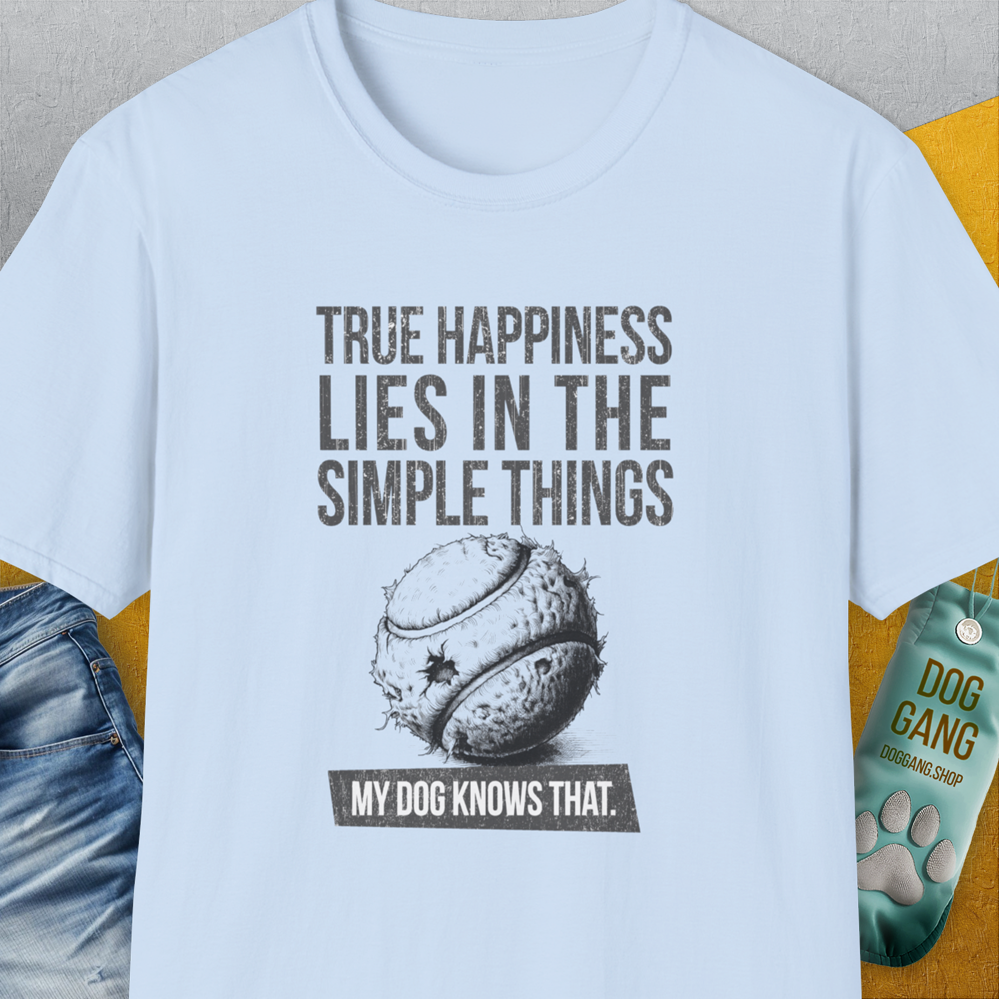 True Happiness Series One, Volume 1, Unisex T-Shirt-Light Blue-funny dog lover Shirtdesign by Dog Gang
