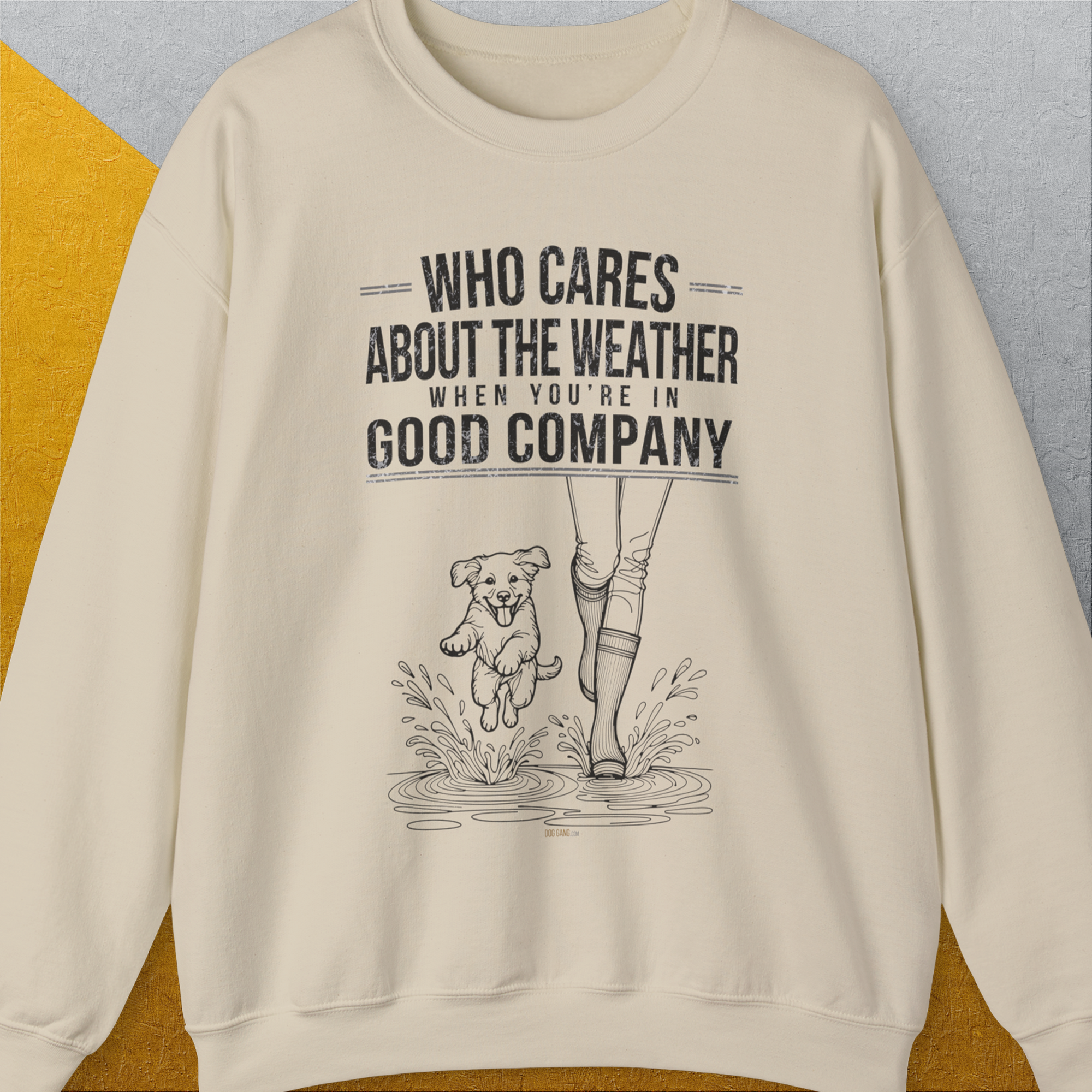 Who Cares About The Weather When You're In Good Company, Volume 2, Unisex Sweatshirt-S-funny dog lover Shirtdesign by Dog Gang