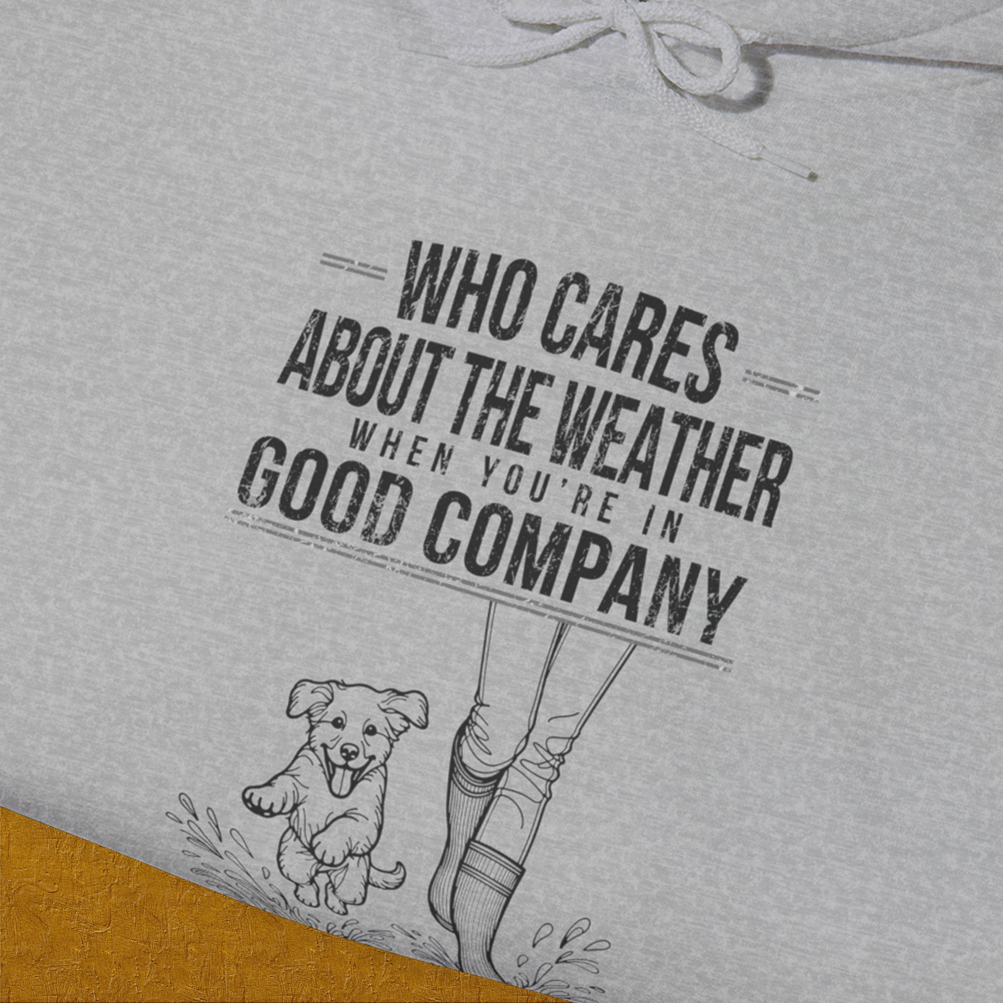Who Cares About The Weather When You're In Good Company, Volume 2, Unisex Hoodie-humorous dog lover / dog owner Design by Dog Gang