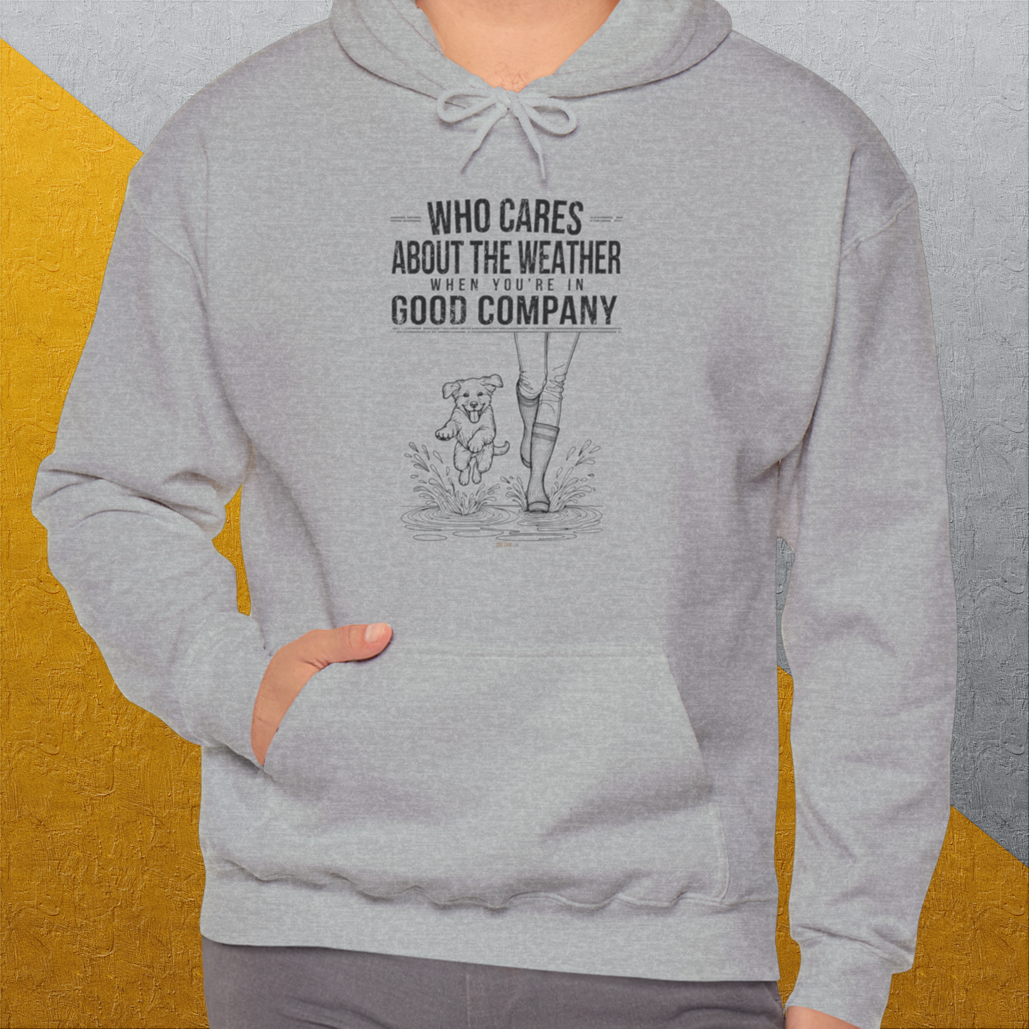 Who Cares About The Weather When You're In Good Company, Volume 2, Unisex Hoodie-funny dog lover Design by Dog Gang