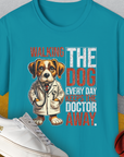 Walking The Dog Every Day Keeps The Doctor Away, Volume 1, Unisex T-Shirt-Tropical Blue-funny dog lover Shirtdesign by Dog Gang