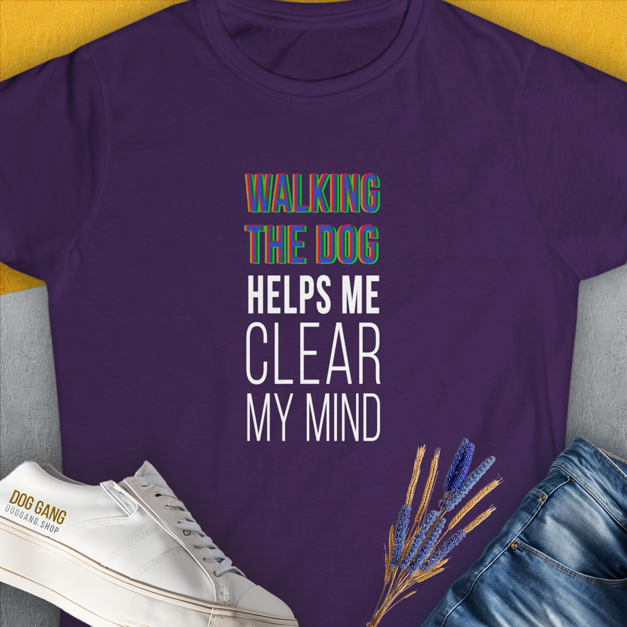 Walking The Dog Series One, Volume 3, Women's T-Shirt-Purple. A perfect gift for dog lovers and dog owners. Design by Dog Gang
