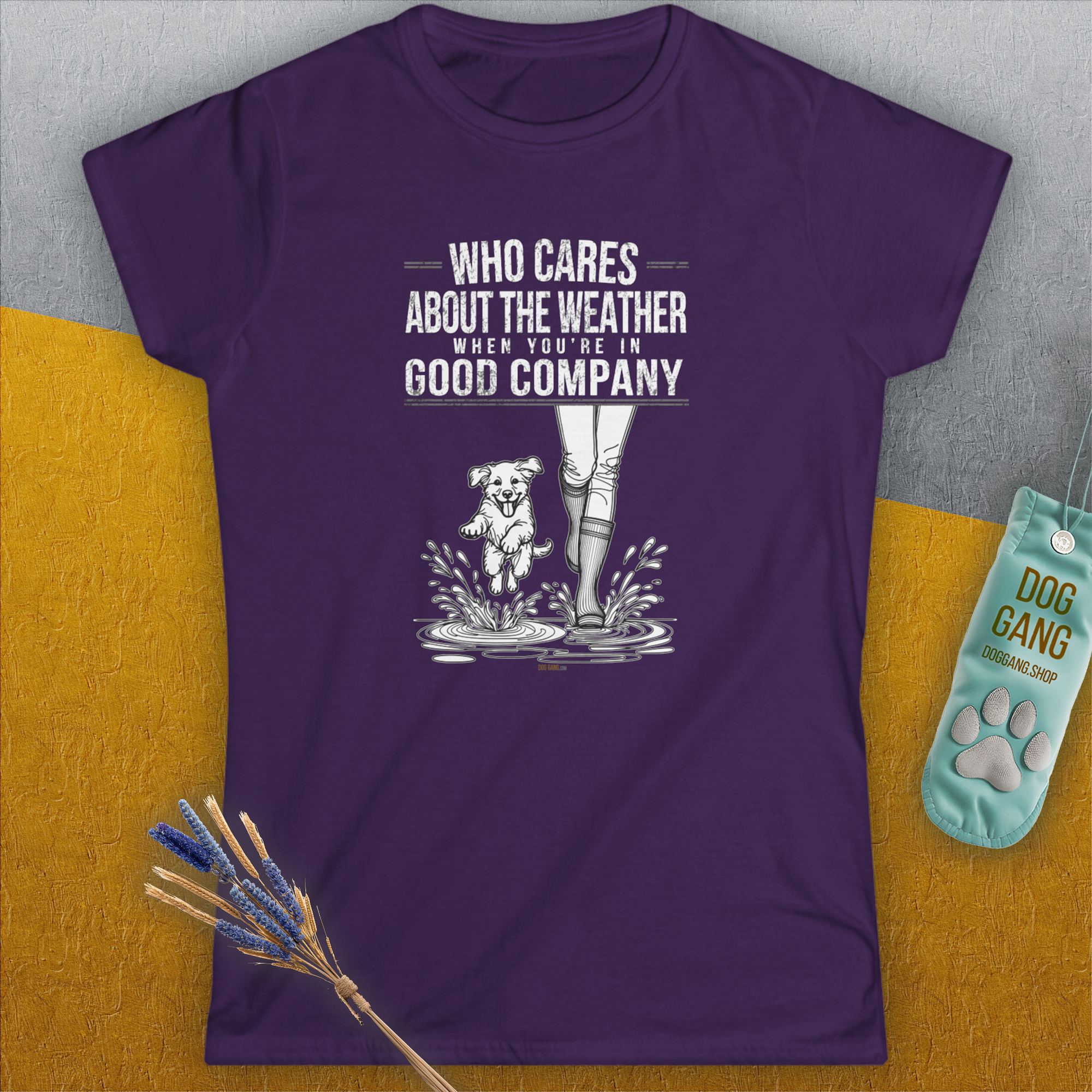 Who Cares About The Weather When You're In Good Company, Volume 2, Women's T-Shirt-, a fun and stylish design for dog lovers from Dog Gang