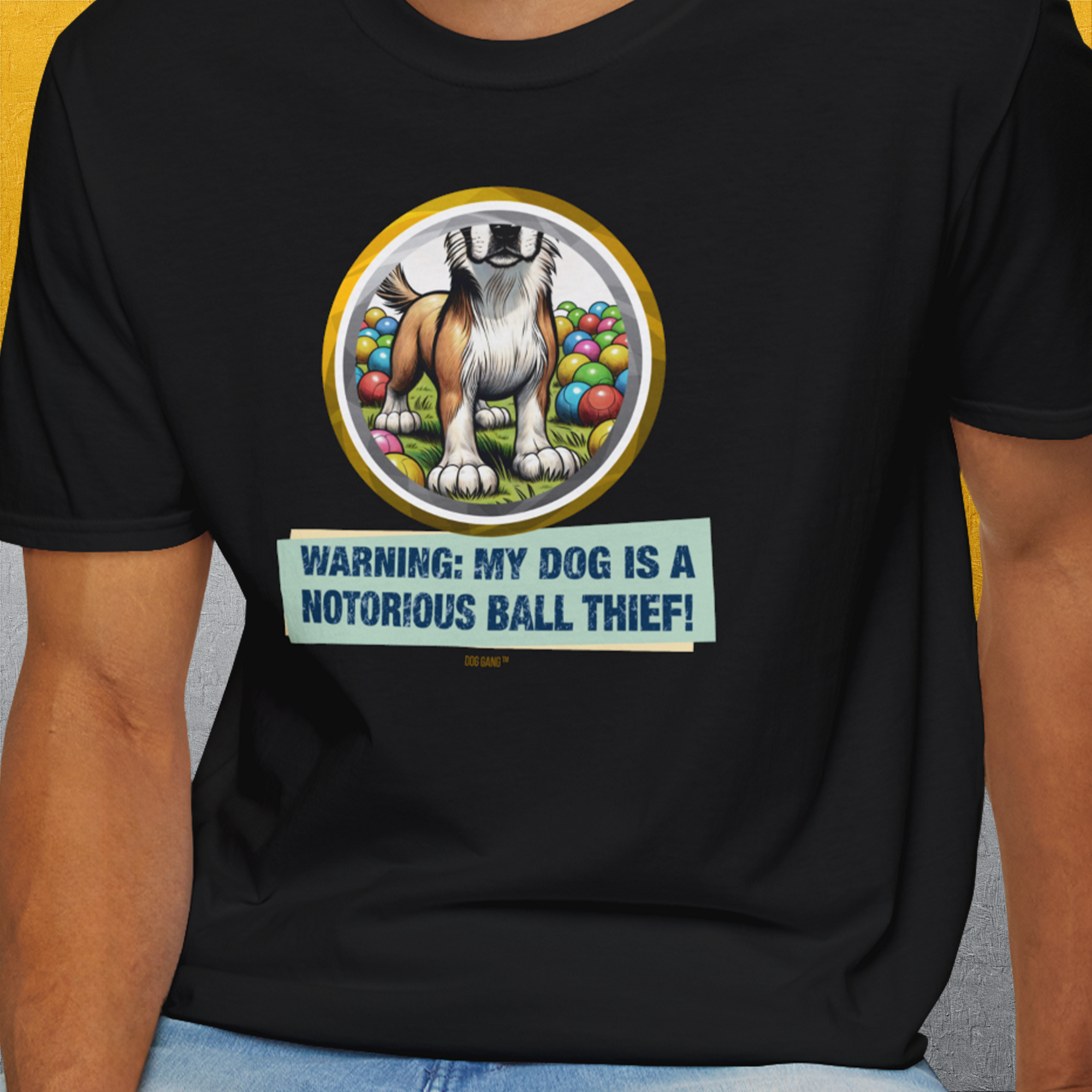 Warning: My Dog Is A Notorious Ball Thief, Volume 2, Unisex T-Shirt-. For dog lovers and dog owners. Design by Dog Gang