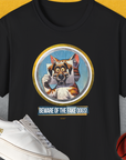 The Beware Of The Fake Dogs! Volume 1 tee features a cartoon dog with a mask and the phrase Beware of the fake dogs! Perfect for any funny dog shirt collection. Designed by Dog Gang.
