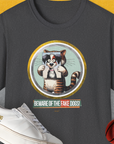Beware Of The Fake Dogs! Volume 2 T-shirt features a funny cat wearing a dog mask. Perfect for any dog lover gift. Designed by Dog Gang.