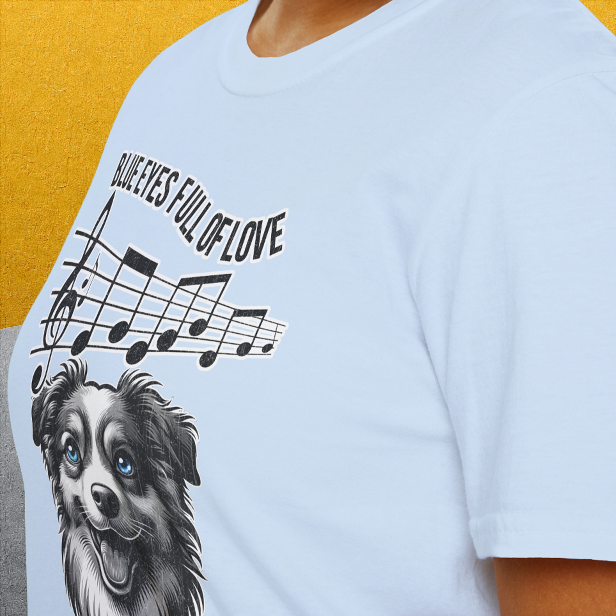 Blue Eyes Full Of Love, Volume 2 (Australian Shepherd), Unisex T-Shirt-, Design by Dog Gang