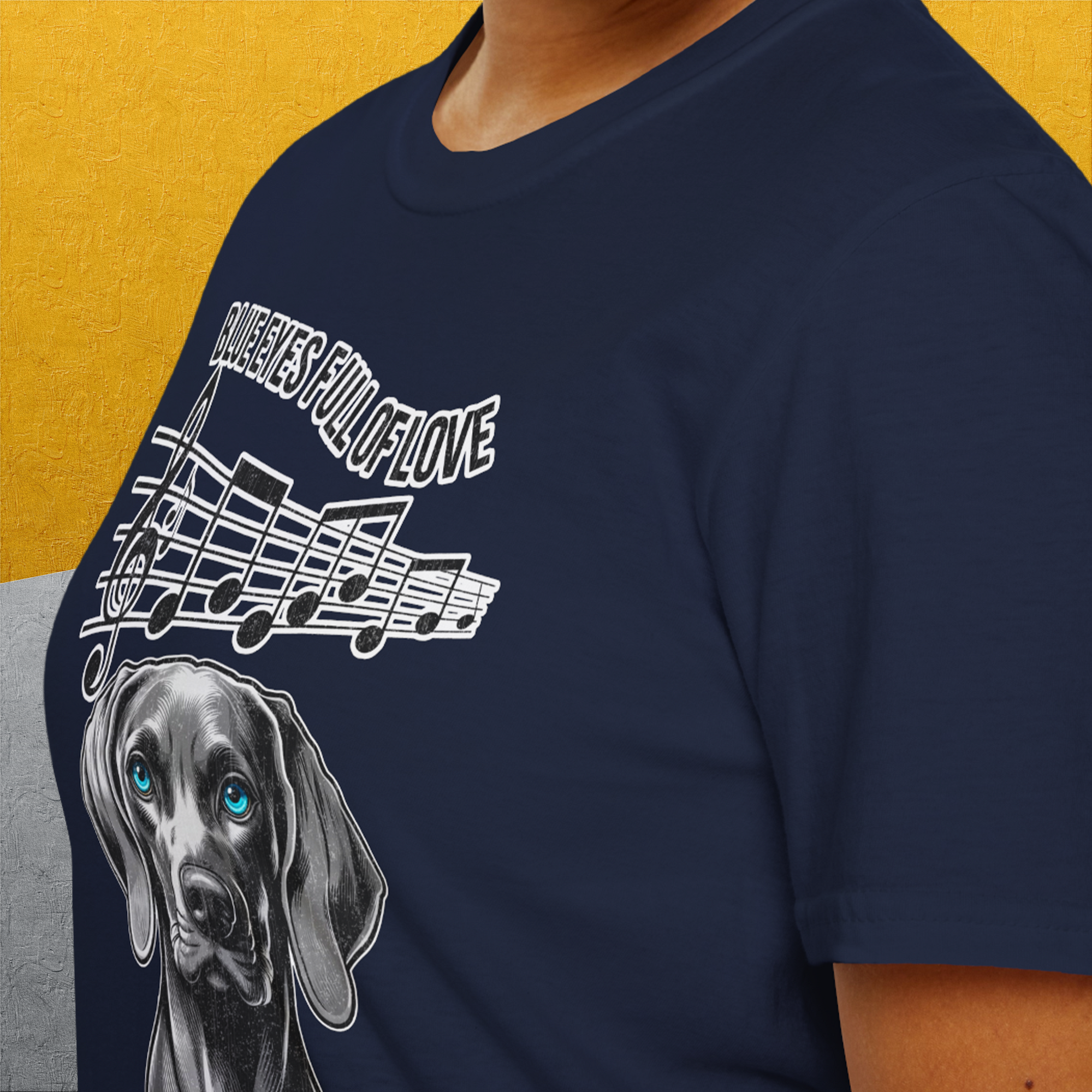 Blue Eyes Full Of Love, Volume 4 (Weimaraner), Unisex T-Shirt-, Design by Dog Gang