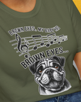 Brown Eyes, My Baby Has Brown Eyes, Volume 1 (Bulldog), Unisex T-Shirt-, a fun and stylish design for dog lovers from Dog Gang