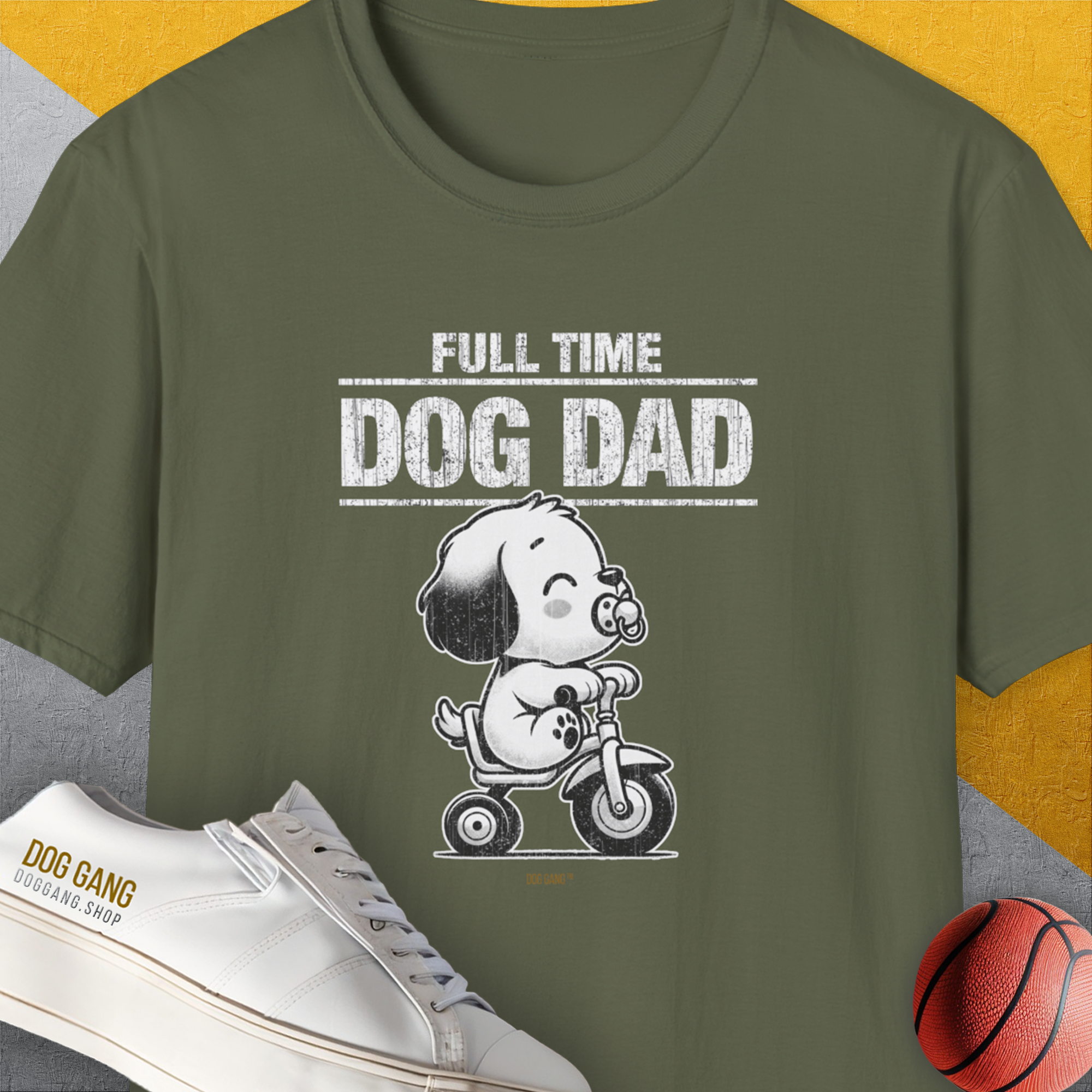 Dog Dad Series, Volume 3, Unisex T-Shirt-Military Green, Design by Dog Gang