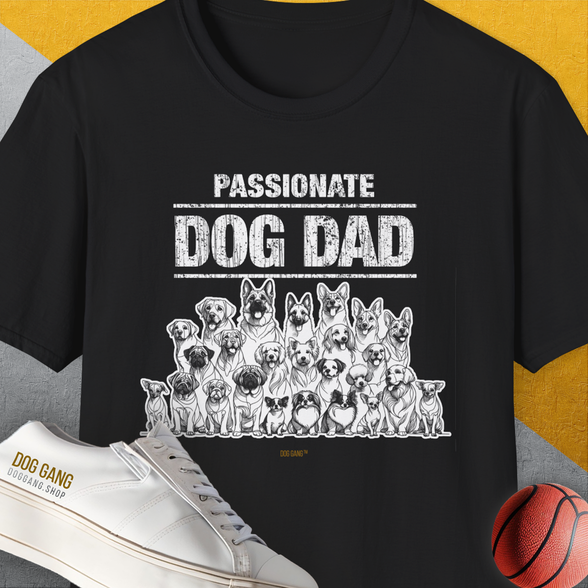 Dog Dad Series, Volume 5, Unisex T-Shirt-Black, Design by Dog Gang