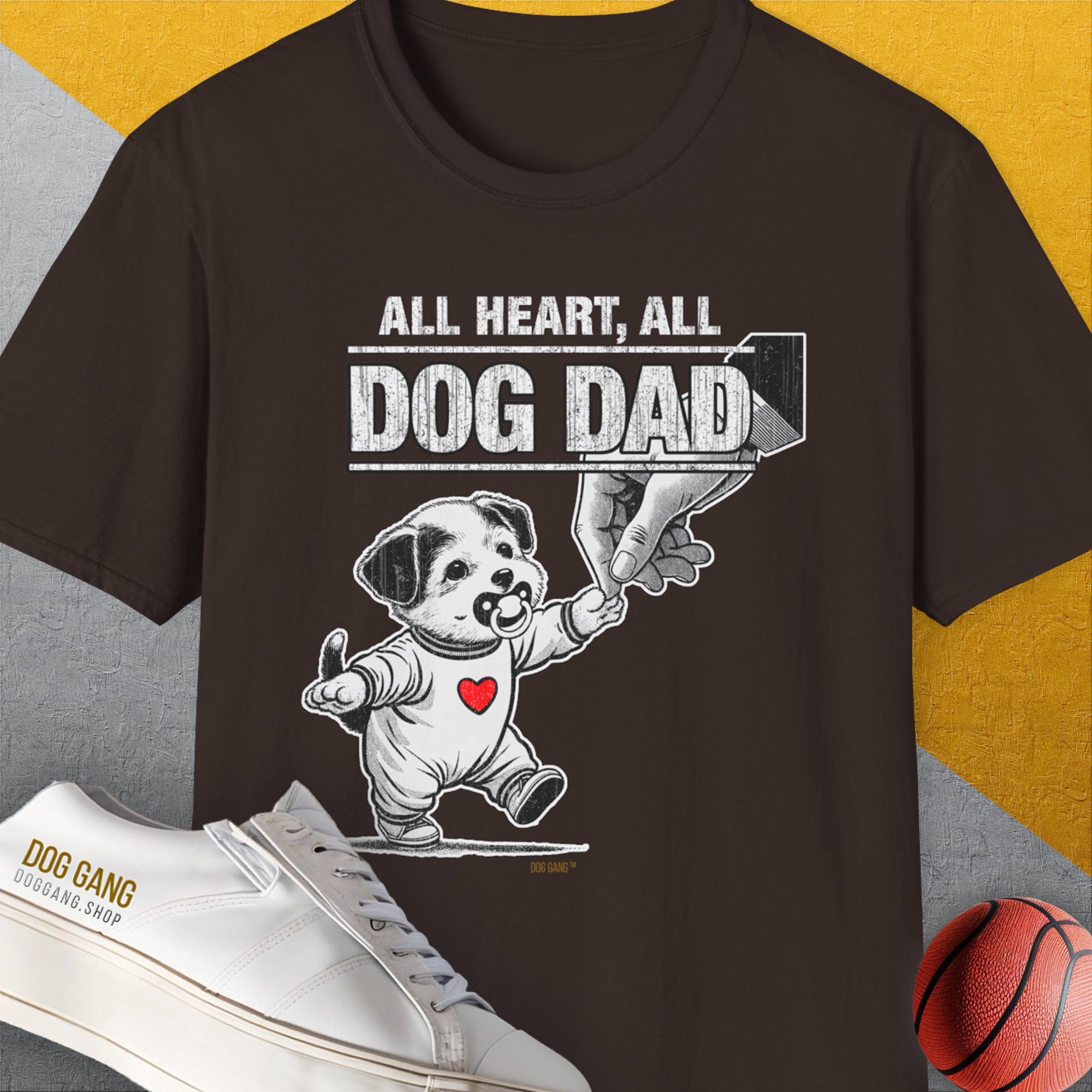 Dog Dad Series, Volume 7, Unisex T-Shirt-Dark Chocolate, Design by Dog Gang