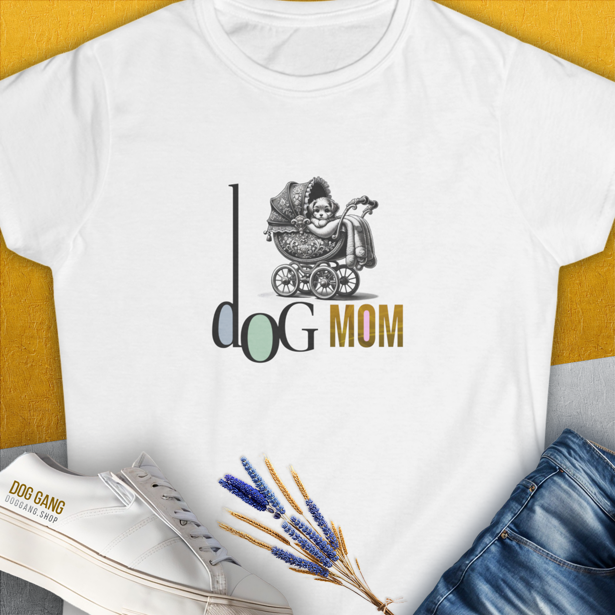 Dog Mom Series, Volume 5, Women's T-Shirt-White. A perfect gift for dog lovers and dog owners. Design by Dog Gang