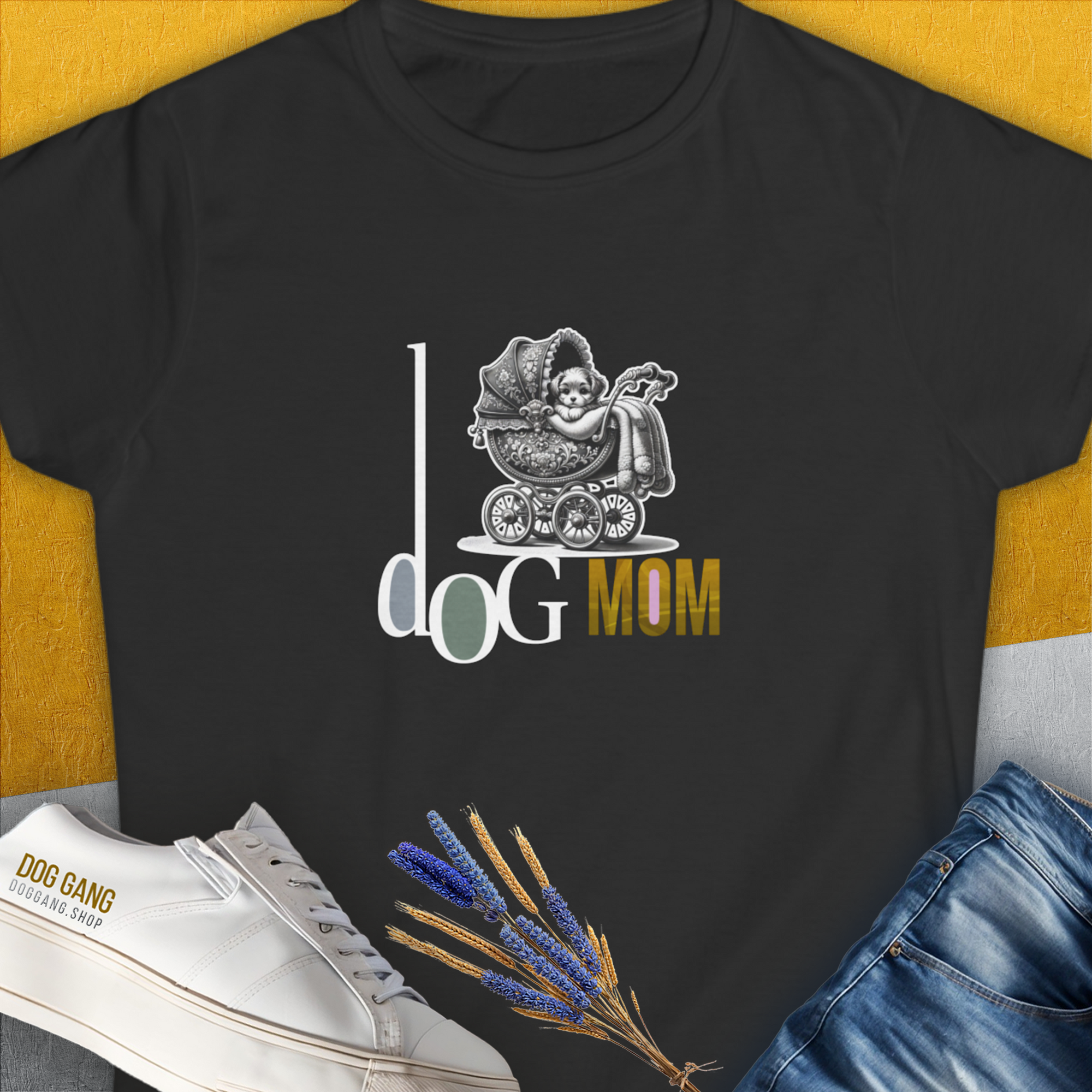 Dog Mom Series, Volume 5, Women's T-Shirt-Black. For dog lovers and dog owners. Design by Dog Gang