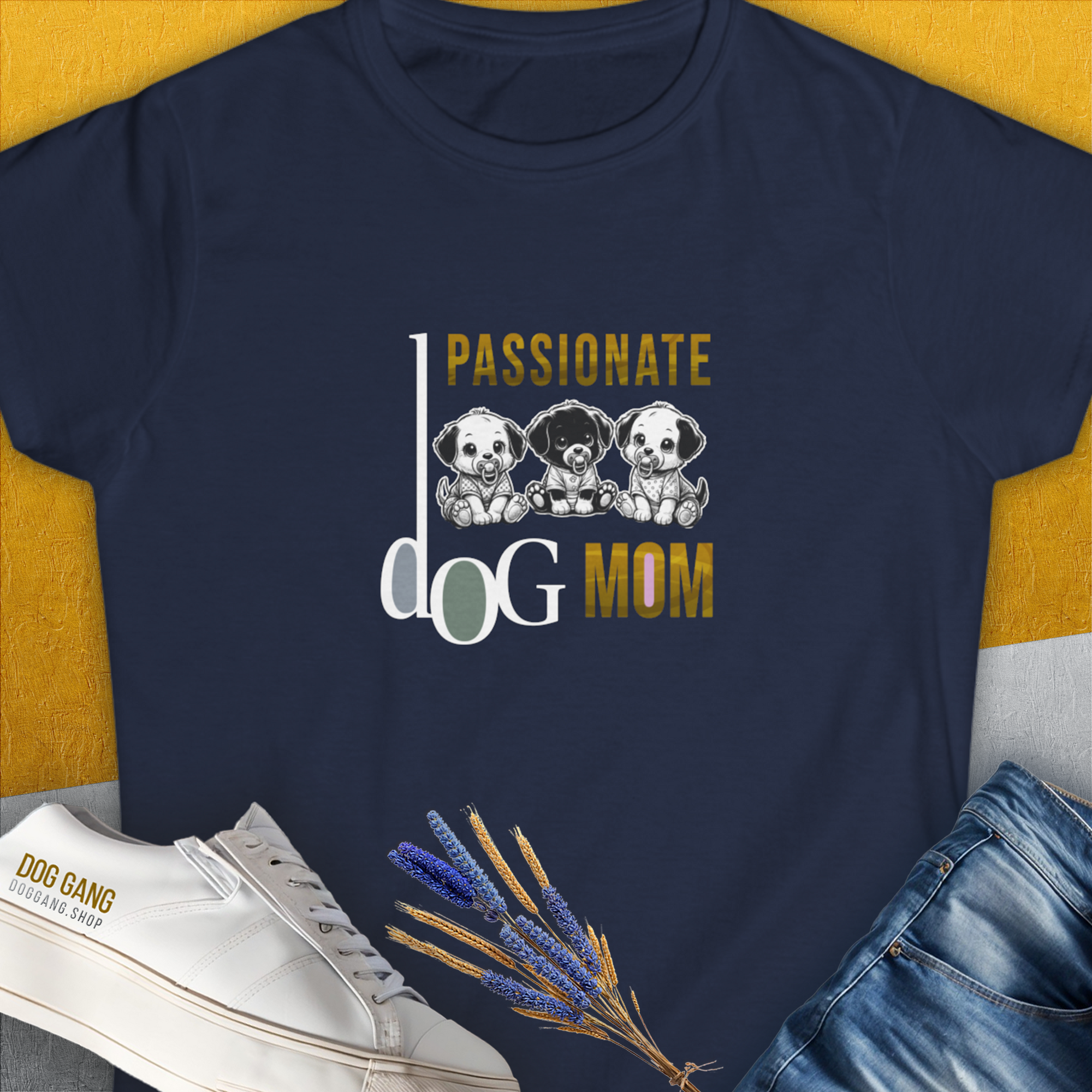 Dog Mom Series, Volume 6, Women's T-Shirt-Navy, a cool and stylish design with a funny saying from Dog Gang