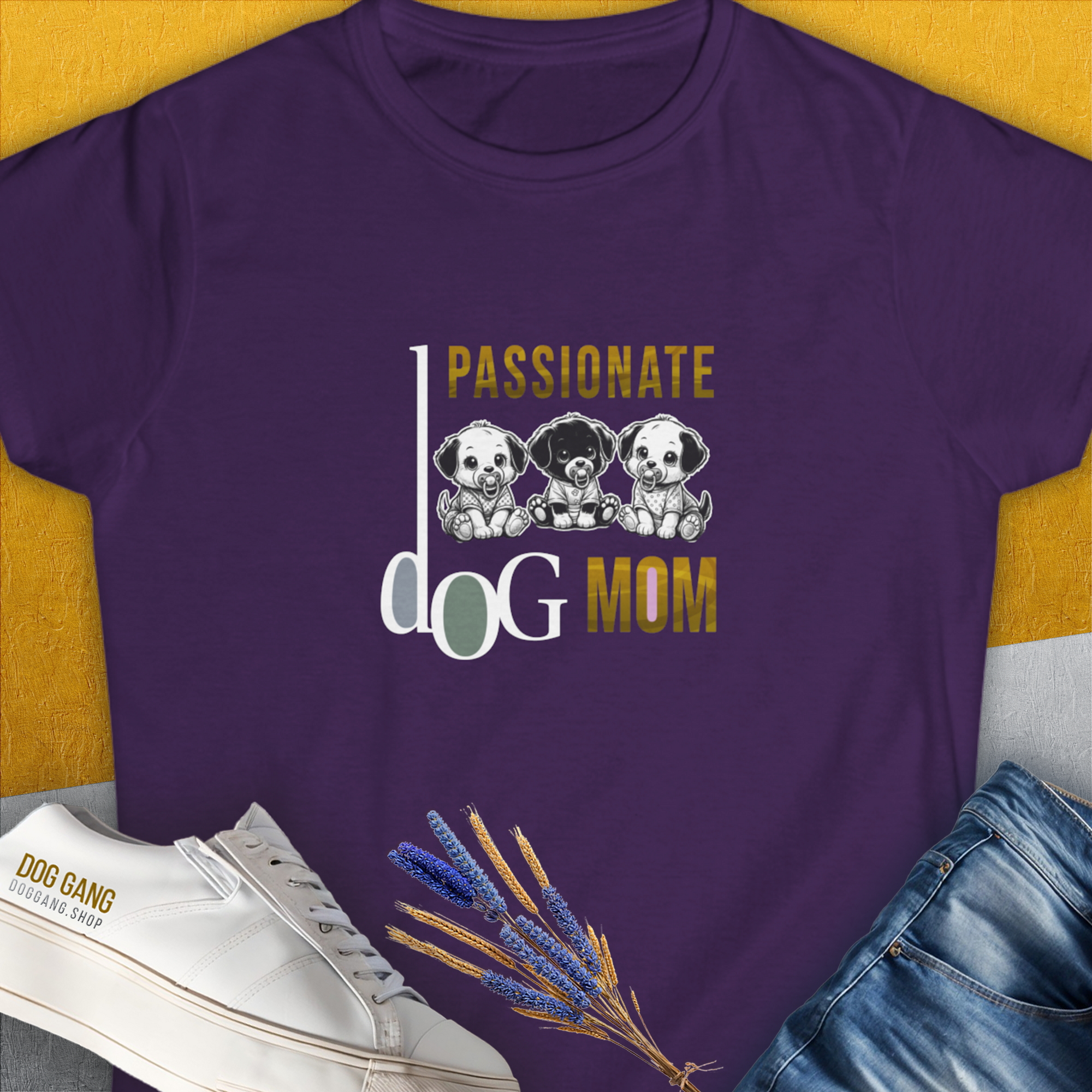 Purple Dog Mom Series, Volume 6 womens t-shirt features cute puppy graphics and a fun dog quote. Ideal for any dog lover. Designed by Dog Gang.