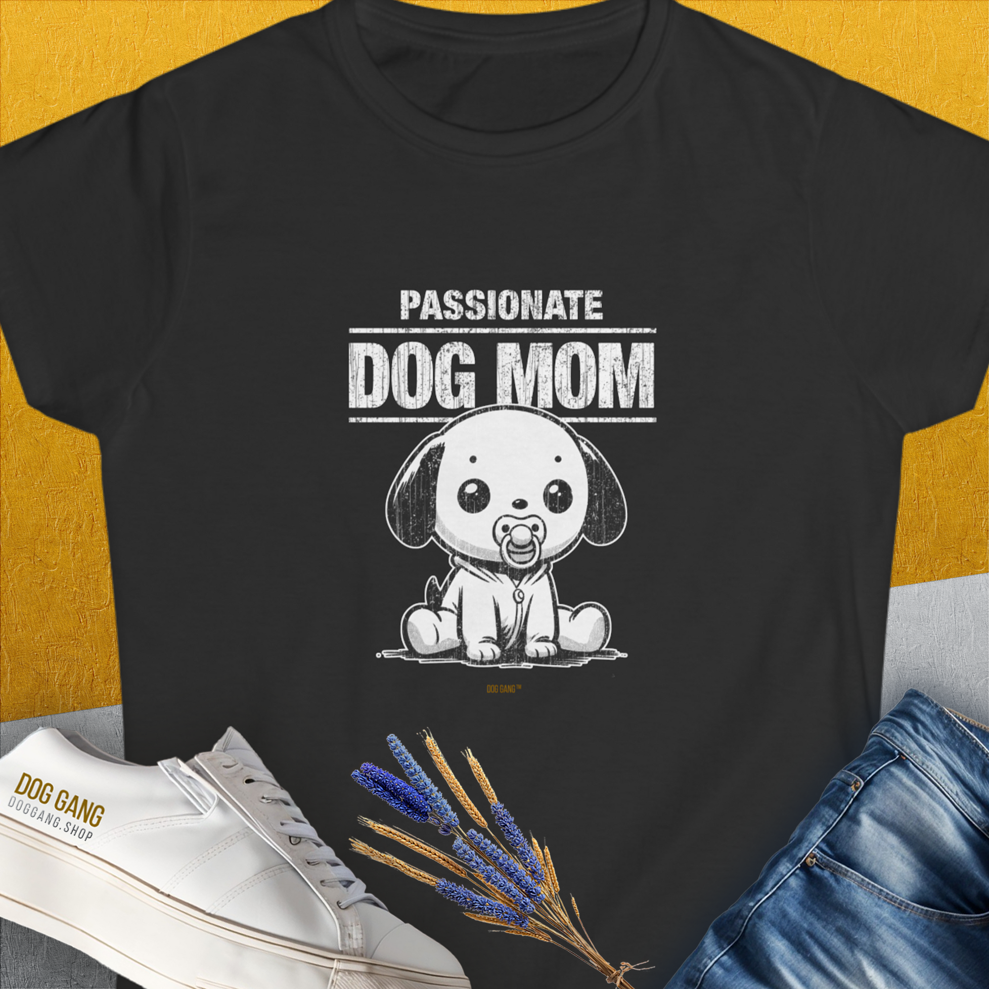 Dog Mom Series, Volume 7, Women's T-Shirt-Black. A perfect gift for dog lovers and dog owners. Design by Dog Gang