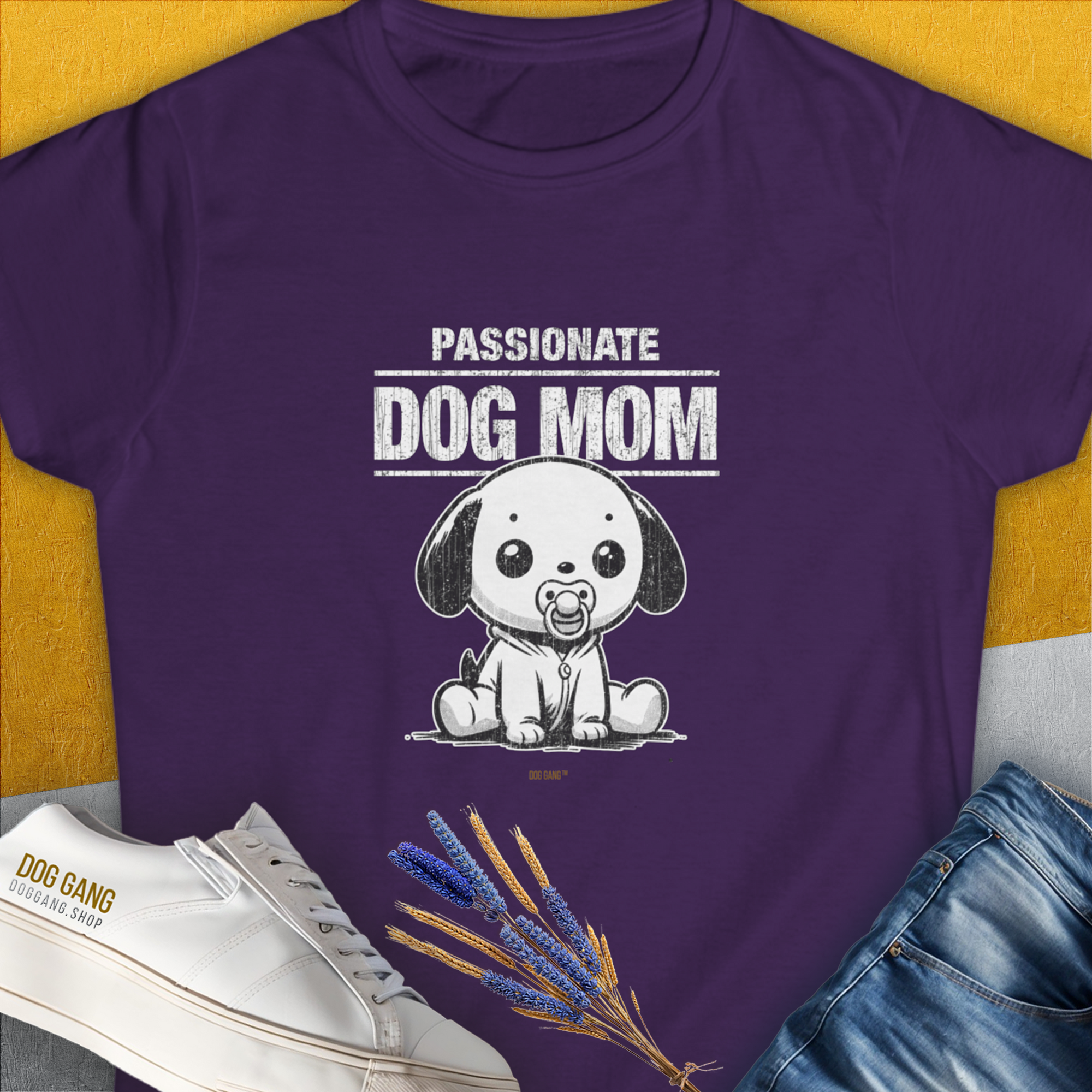 Dog Mom Series, Volume 7, Women's T-Shirt-Purple. A dog-themed Design from Dog Gang